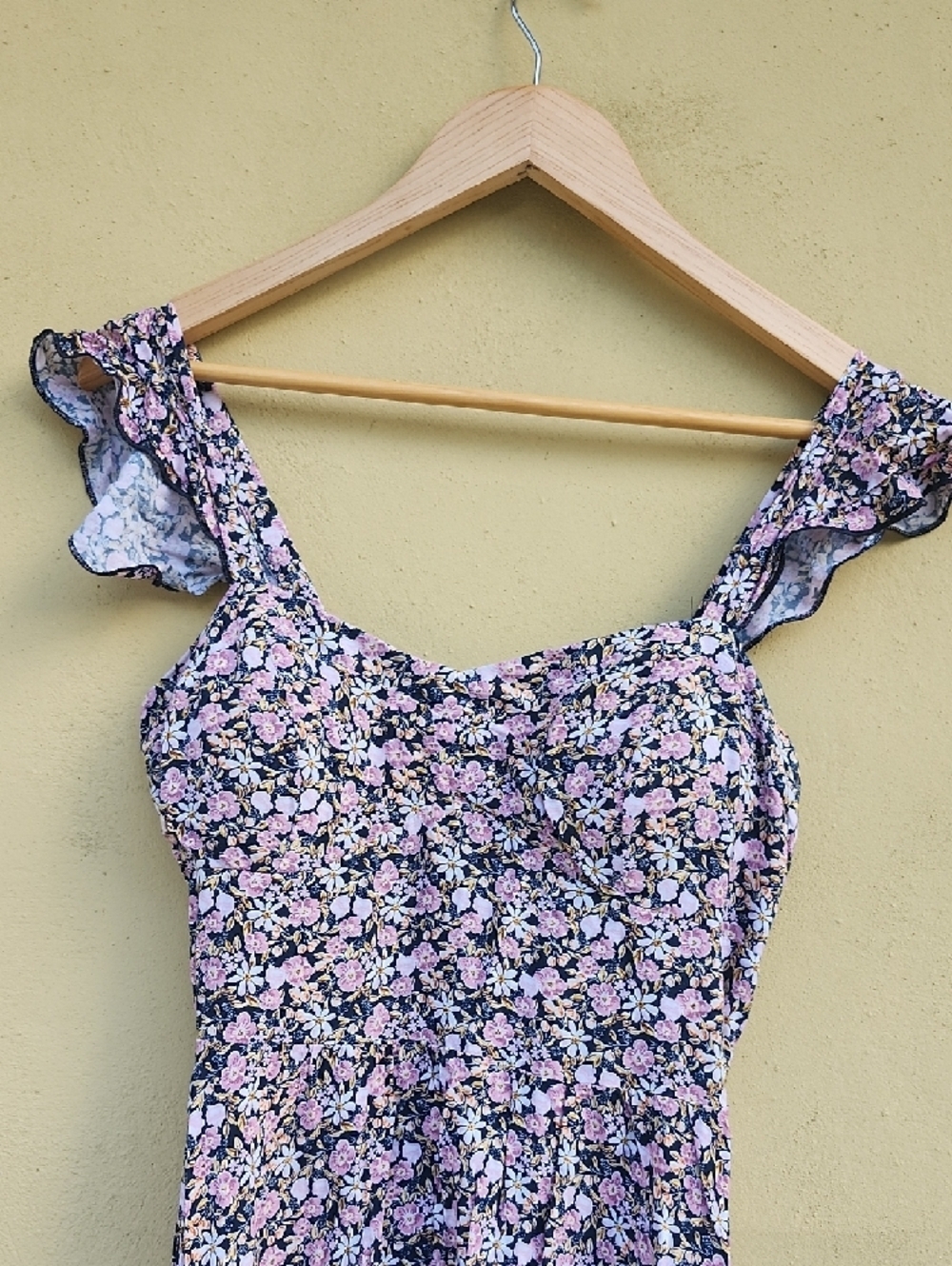 As U Wish Boho Lavender & Navy Floral Asymmetrical Hi-Lo Dress - Picture 3 of 14